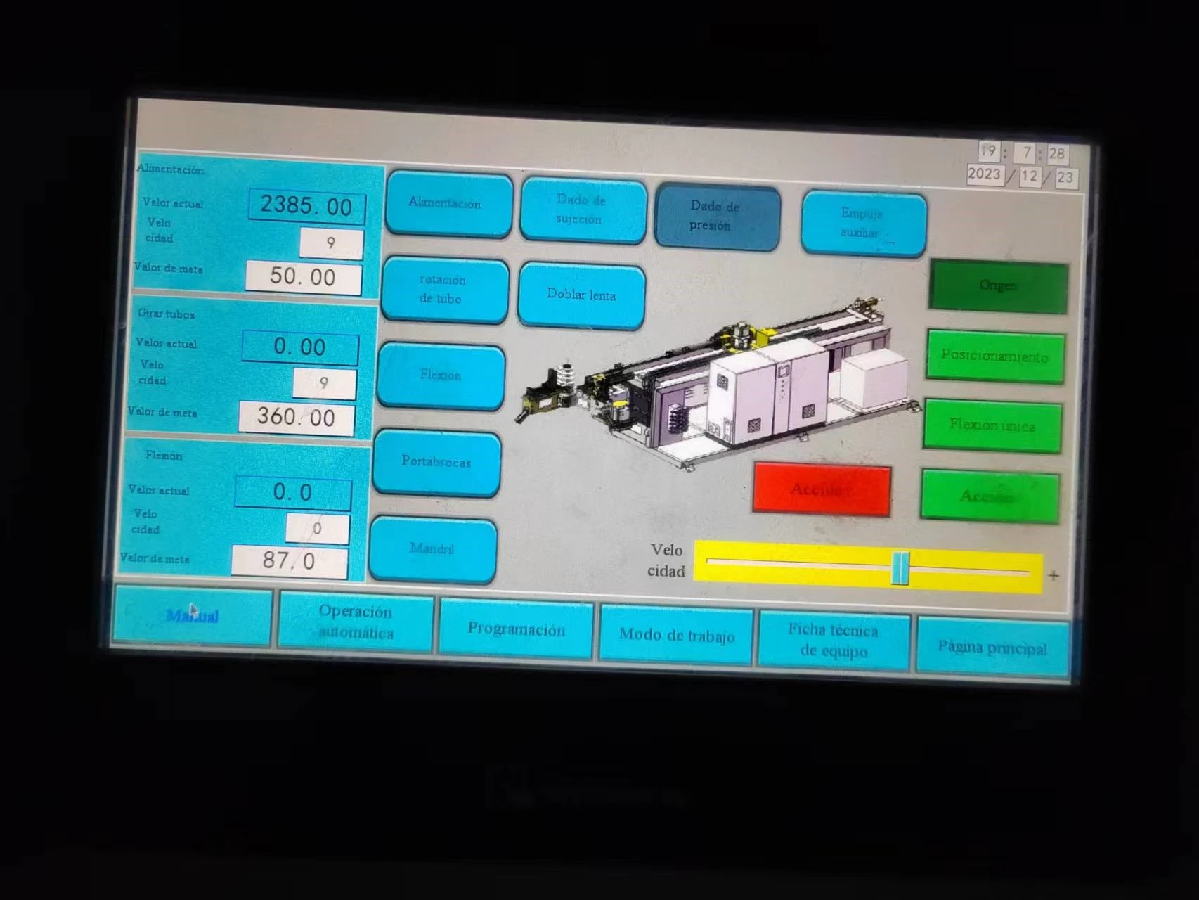 sistema de control de dobladora de tubo cnc